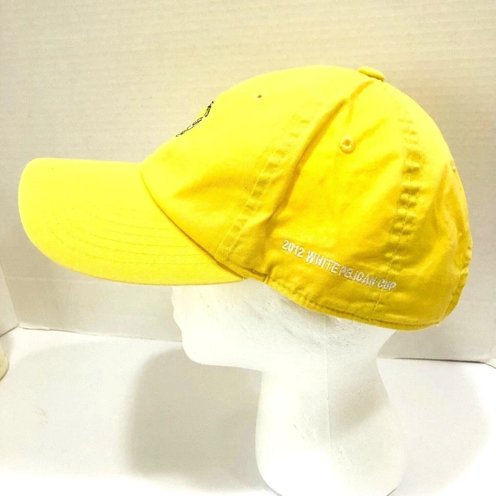 Orchid Island Womens Yellow Golf Hat Cap OS‎ Embroidered White Pelican Cup 2012